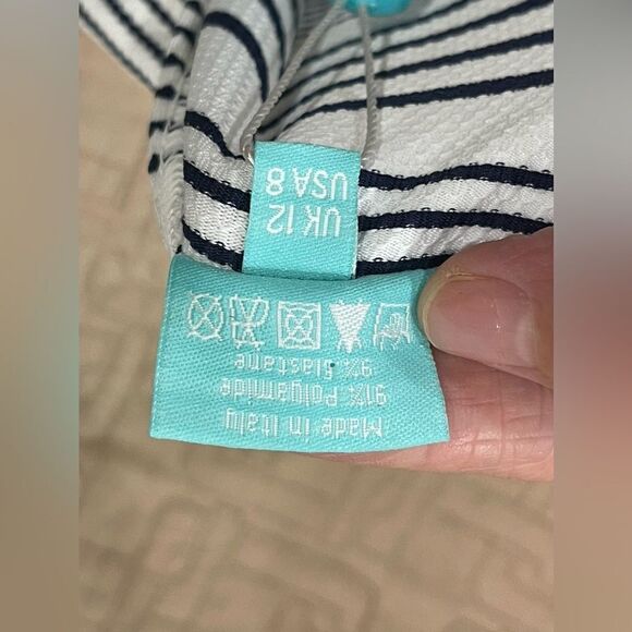 Melissa Odabash Striped Crew Neck Top w/ Tags SZ 8 - Picture 6 of 6